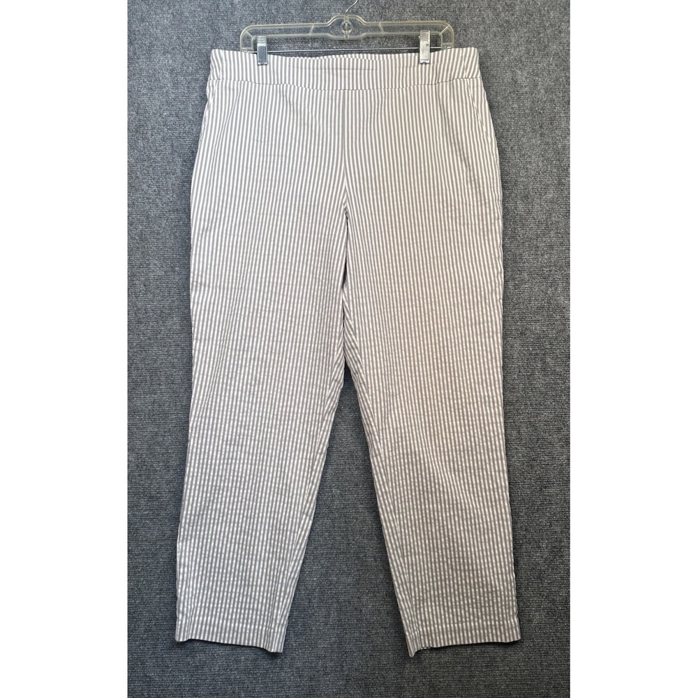 Carolina Belle Montreal Womens Plus 16W Grey Stripe Cropped Seersucker Pants